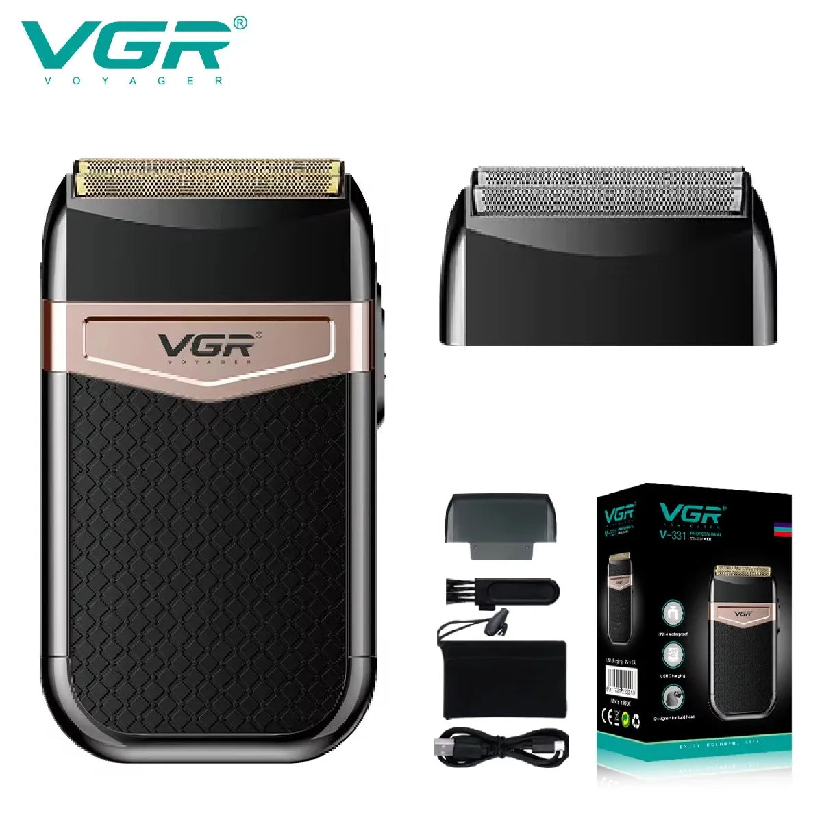 VGR Foil Shaver Professional Electric Shavers Foils Face Razor Shaving Machine Waterproof Beard Trimmer for Men V-331